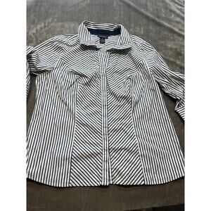 Lane Bryant Womens‎ 18 Long Sleeve Button Down Black White Career Shirt